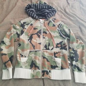 S Stussy Camo Hoodie with stripe interior